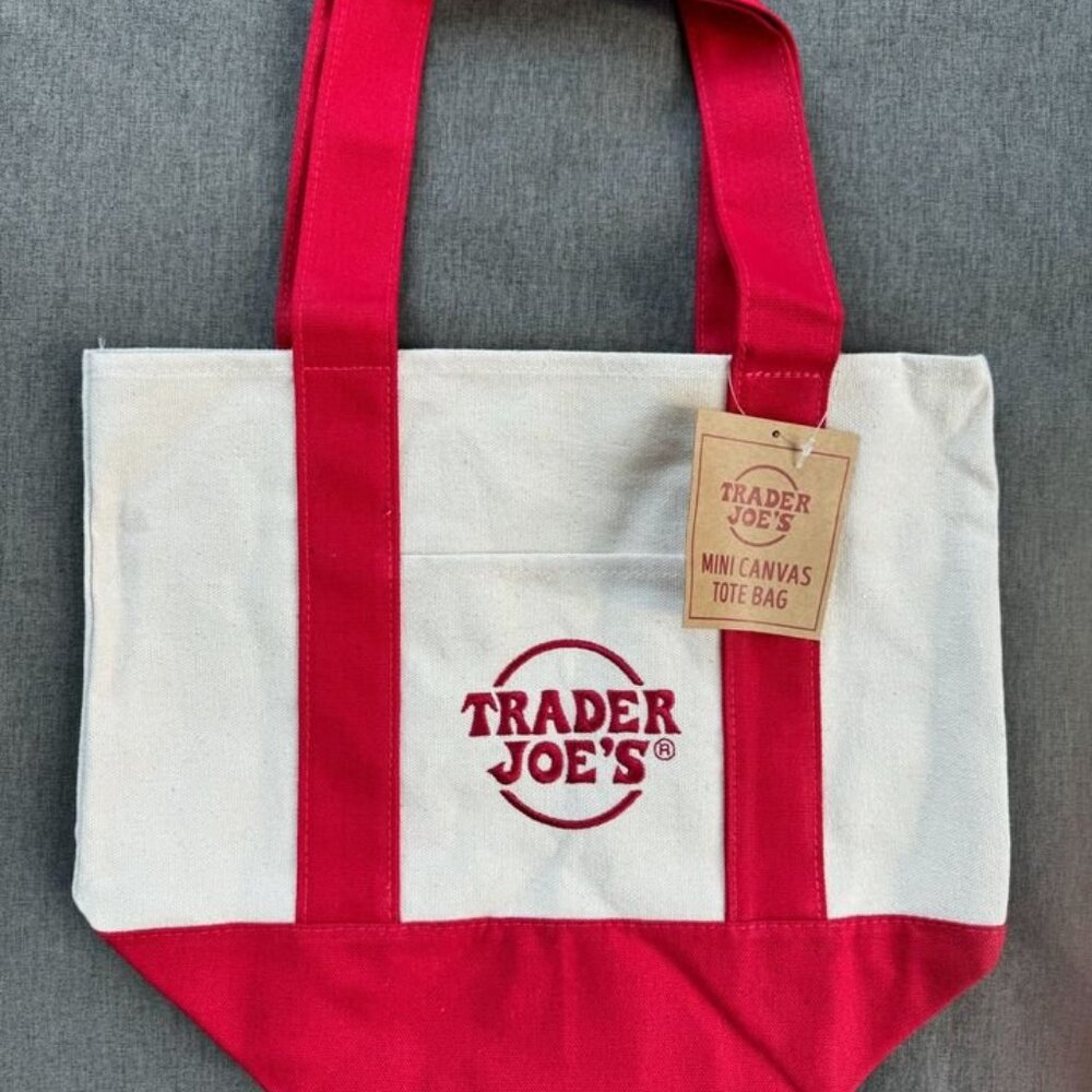 Trader Joes Mini Canvas Tote Bag - RED